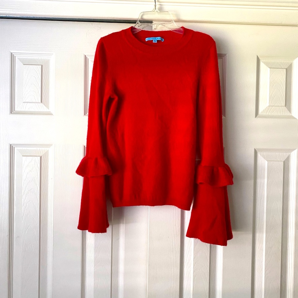 Antonio Melani bell sleeved with ruffle Cashmere sweater size small